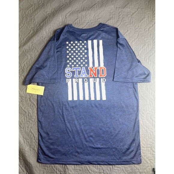 American Legends Stand Proud American Flag Navy Blue Black T-Shirt SZ L Unisex - Picture 1 of 7